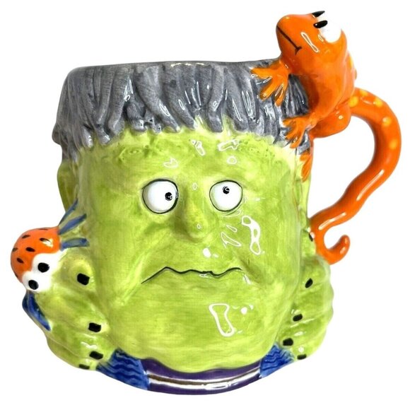 Frankenstein Monster 3D Halloween Green Coffee Tea Soup Mug Cup Lizard Spider - Picture 1 of 5
